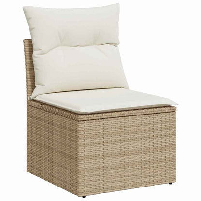 Modulaire Loungeset – Tuinbank – Buitenbank – Loungesofa – Patio Sofa – Handgeweven Rattan – Comfortabele Schuimkussens – Beige Crème Zonder Tafel