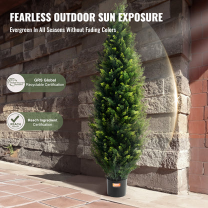 Kunstplant – Kunstcéder – Nepboom – Decoratieplant – Kunstcéderboom – Set van 2 – 150 cm Hoogte – Weerbestendig en Onderhoudsvrij