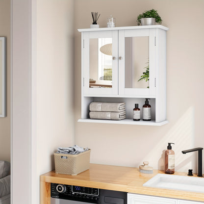 Badkamerkast – Badkamermeubel – Kolomkast – Spiegelkast – Medicijnkast – Wit MDF & Glas – Verstelbare Legplanken – Vrijstaand en Wandmontage