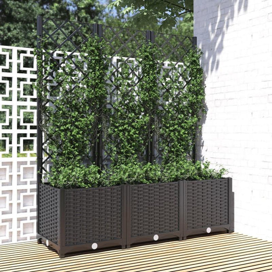 Zwarte Plantenbak Tuin – Plantenbakje – Bloempot – Plantenkas – Plantenhouder – Met Klimrek – Weerbestendig Duurzaam Kunststof – 30,48 x 20,32 x 10,16 cm