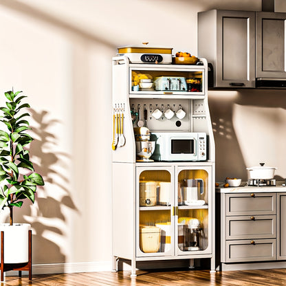 Bijkeukenkast – Keukenkast – Opbergkast – Wasruimte Kast – Bakkerrek – 86 cm Hoog – Zwart – Met Verstelbare Planken – Met Wieltjes