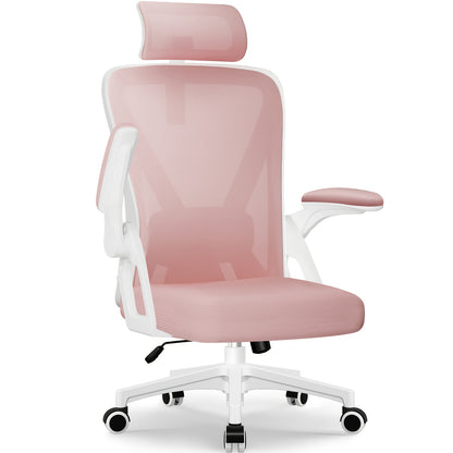 Ergonomic Office Chair with Adjustable Lumbar Support & Headrest, Folding Armrests, Foam Seat Suitable for & - Heavy-Duty, Assembly, Compatible for s (Desk Chair)