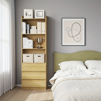 Houten Boekenkast – Boekenplank – Opbergkast – Vakkenkast – Boekenkast Verticaal – 3 Vakjes – Duurzaam Hout – 180x59x32 cm