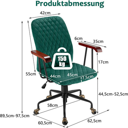 Bureaustoel – Draaistoel – Schommelstoel – Fauteuil – Kantoorstoel – Verstelbare Rugleuning – Zacht Velvet Stof