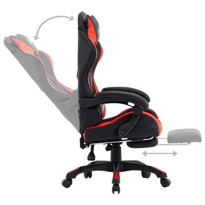 Bureaustoel – Bureaustoelen – Gamingstoel – Kantoorstoel – Racing Chair – Verstelbare Rugleuning – Inklapbare Voetensteun – Kunstleer – Rood/Zwart
