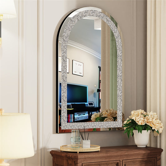 Wandspiegel – Passpiegel – Badkamerspiegel – Hangspiegel – Woonspiegel – Boogvormig Design – 60x90 cm Kristalhelder Glas