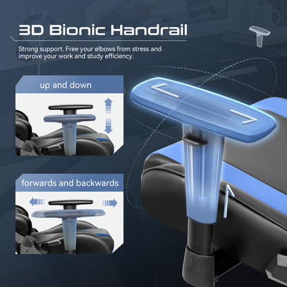 Gamingstoel – Game Stoel – Bureaustoel – Racestoel – Ergonomische Zitstoel – Verstelbare Rugleuning – 3D Armleuningen – Zwart Blauw