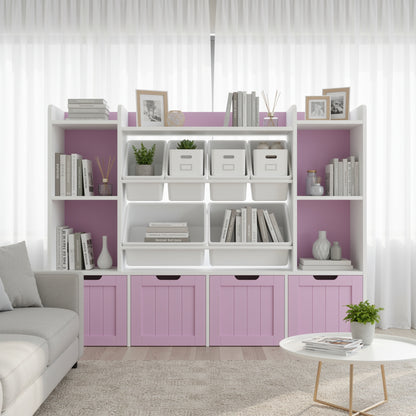 Opbergkast – Opbergmeubel – Ladekast – Boekenkast – Organizer Kast – Roze Houten Kast – 6 Lades Met Verwijderbare Boxen – Mobiel Met Zwenkwieltjes