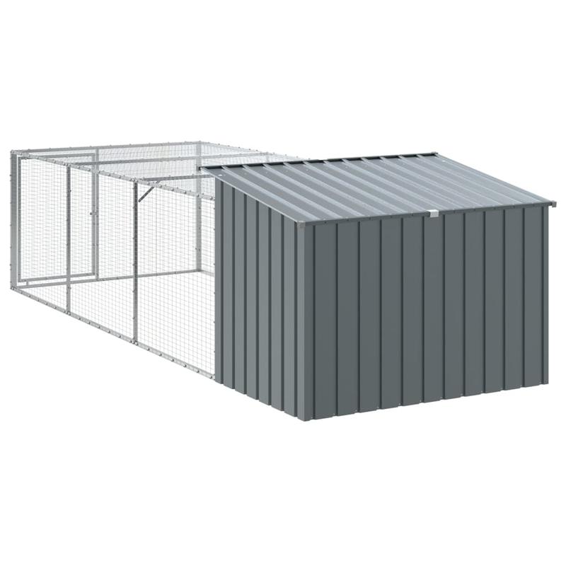 Hondenkennel – Hondenhok – Hondenren – Dierenverblijf – Hondenhuis – Gegalvaniseerd Staal – Ruim Interieur – Ventilatierooster – Dakoverstek – Weerbestendig – Eenvoudige Montage – Antraciet