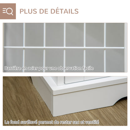 Hondenbench – Hondenkooi – Hondenhok – Hondenhuisje – Wit 2-in-1 Met Tafelblad – Twee Lockbare Deuren – Stevig MDF En Metaal – Compact Voor Kleine Honden