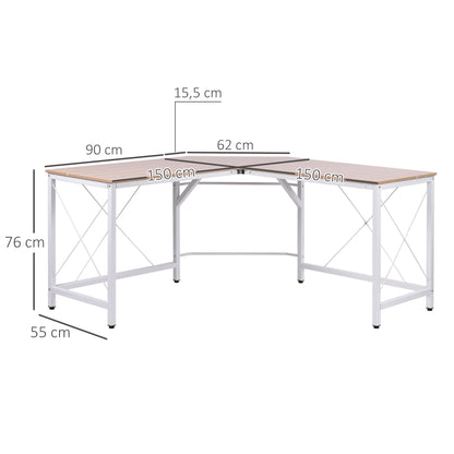 Hoekbureau – Bureau – Computerbureau – Werktafel – Hoektafel – L-vormig Design – Melamine MDF – 150x150x76 cm – Waterbestendig – Verstelbare Poten