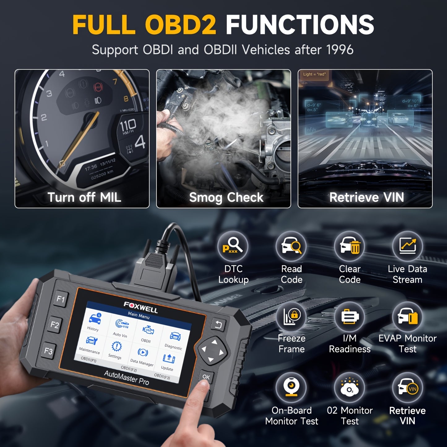 OBD2 Scanner – Auto Diagnosetool – Code Reader – Foutcode Uitlezer – Diagnose Scanner – 8 Resetfuncties – Levenslang Gratis Updates