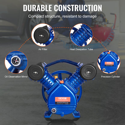 Compressorkop – Luchtcompressor Pompkop – Pompkop – Air Compressor Head – Tweecilinder Compressor – 3PK Vermogen – 6,25 CFM Luchtvolume bij 90 PSI