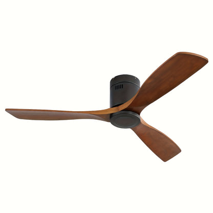 Plafondventilator – Ventilator Plafond – Plafonniere – Ventilator Binnen – Ventilator Buiten – Laag Profiel – 3 Houten Bladen – Fluisterstille DC Motor – Afstandsbediening