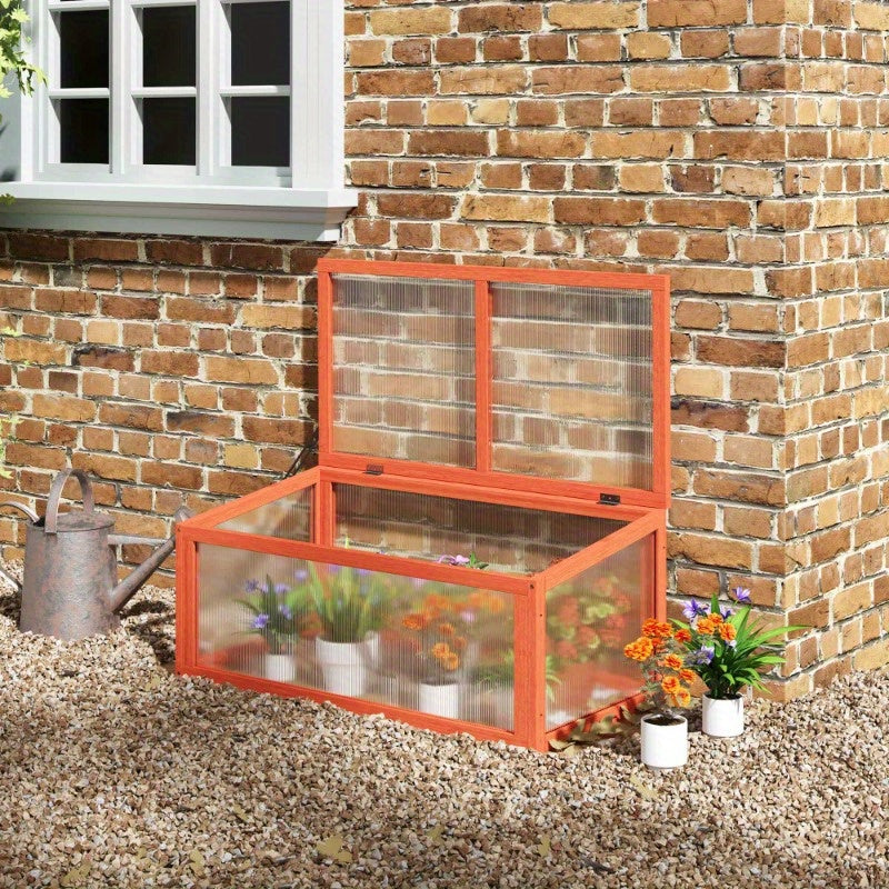 Mini Kweekkasje – Mini Kas – Plantenkas – Moestuin Kas – Kweekhuisje – Weerbestendig Polycarbonaat – Compact 90x46x40 cm – Oranje Afdekking