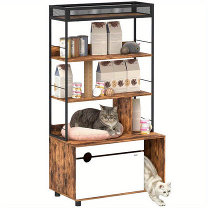 Kattenkrabpaal – Kattenboom – Krabpaal – Krabmeubel – Kattenhuis – 3 Laags – Afneembare Kattenbaklade – Ruim & Stevig 152 cm Hoog
