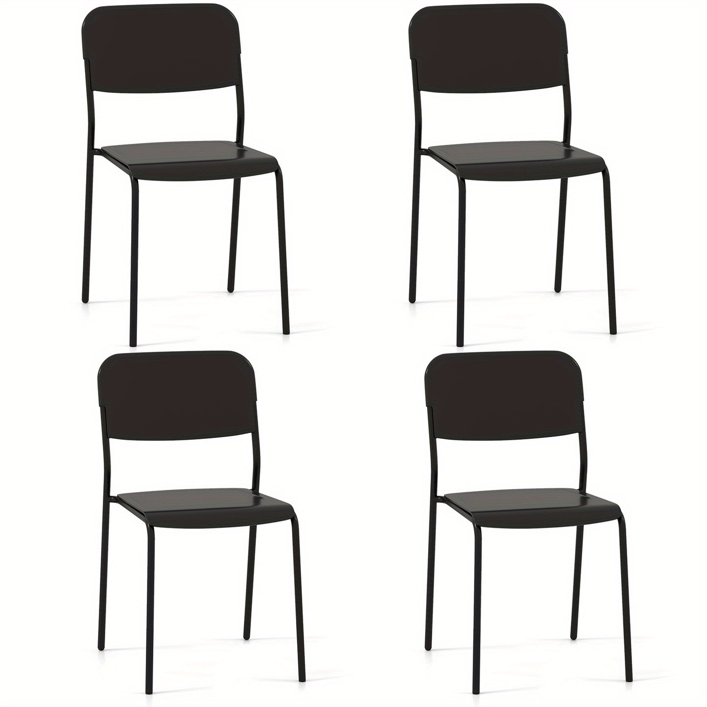 Eetkamerstoel – Keukenstoel – Stuhl – Stoel – Kuipstoel – Stapelbaar – Metalen Onderstel – Set van 4