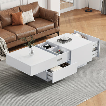 Modern Coffee Table, Coffee Table, Living Room Table, With Sliding Table Top, 4 Drawers - Perfect For Stylish Living Rooms 90x55x45cm