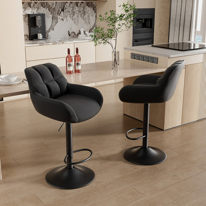 Modern Bar Stool Set of 2, Ergonomic, Adjustable Metal Frame with Backrest and Armrests, Bar Stools, Kitchen Island Bar Stools for Kitchen Islands, Home Bars, Restaurants [2 Colors Available].