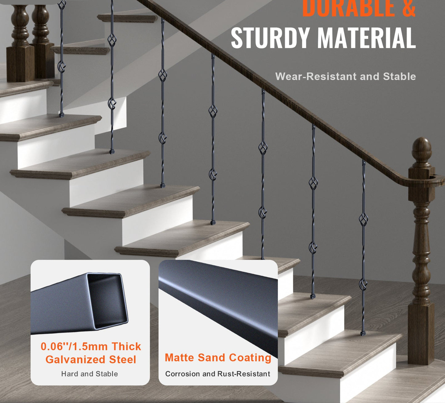 Stalen Balusters – Trapspijlen – Leuningpalen – Balustrade Spijlen – Trapleuningen – Gegalvaniseerd Staal – Set van 10 – Dubbel Mandje Design – Eenvoudig Af te Korten