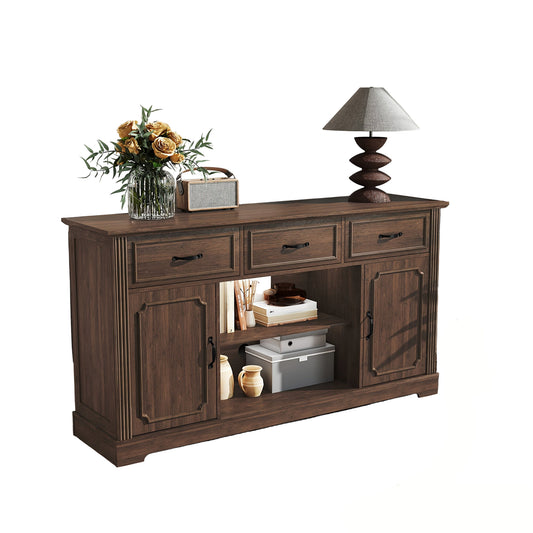 tv meubel – tv kast – tv dressoir – entertainment meubel – televisie meubel – mid-century design – 3 laden – verstelbare planken – geschikt voor tv tot 165 cm – duurzaam houtfiberboard