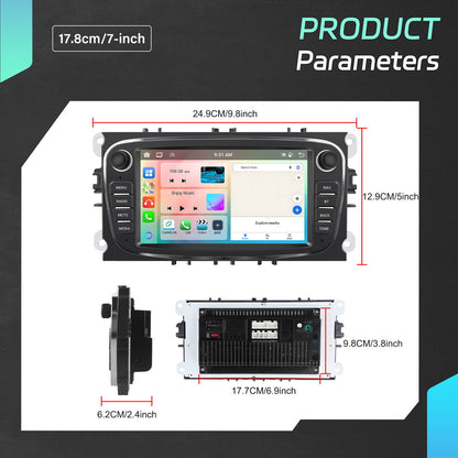 7-inch Android Multimediasysteem – Auto Stereo – Navigatiesysteem – Touchscreen Radio – Multimedia Speler – 6 GB RAM 128 GB Opslag – Wireless CarPlay & GPS Met Achteruitrijcamera