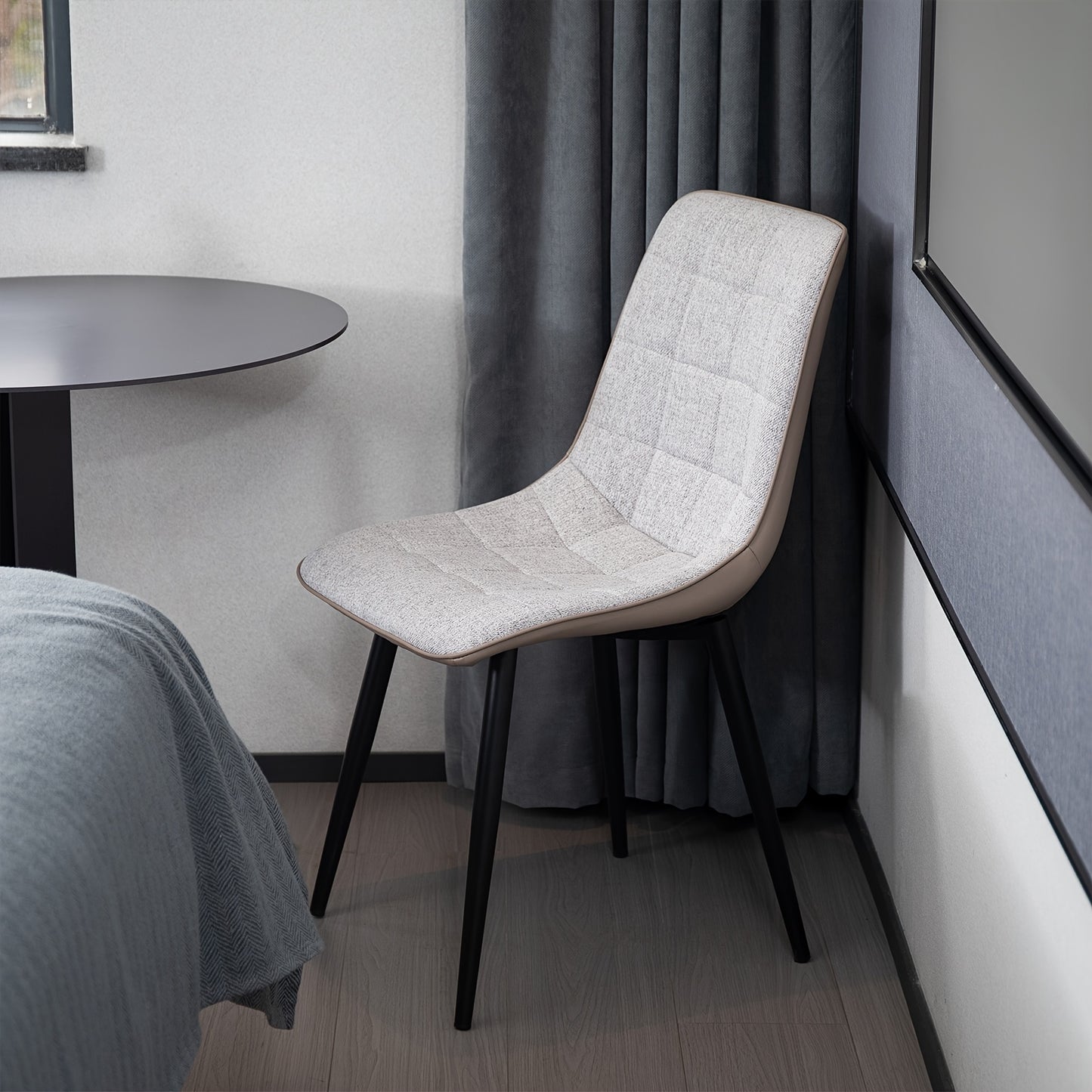 Set of 2 Modern Grey Metal Frame Upholstered Dining Chairs with Foam Cushion - Sturdy Legged, Easy-Clean Surface, Ergonomic Backrest & Armrests, Space-Saving Design for Small Spaces, Multi-Room Use (Durable Metal Frame, Minim