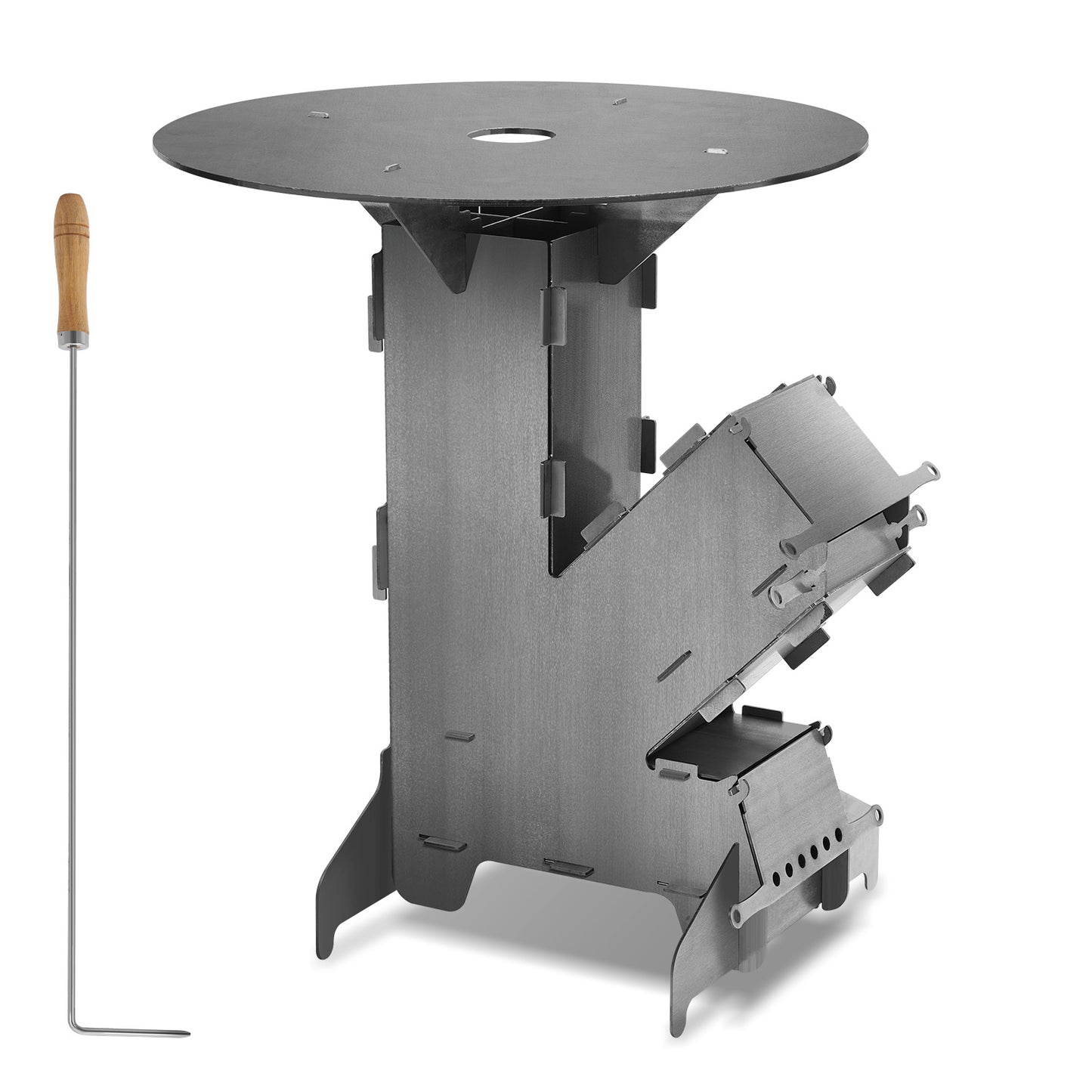 Rocket Stove – Buitenkachel – Outdoor Kachel – Barbecue Oven – Campingkachel – 3 mm Koolstofstaal – Ø 50 cm Grillplaat