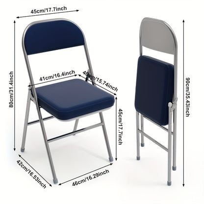 Set van 4 Eetkamerstoelen – Blauw Kunstleer met Comfortabele Bekleding – Stijlvol Ontwerp voor Restaurant, Woonkamer, Keuken of Conferentieruimte