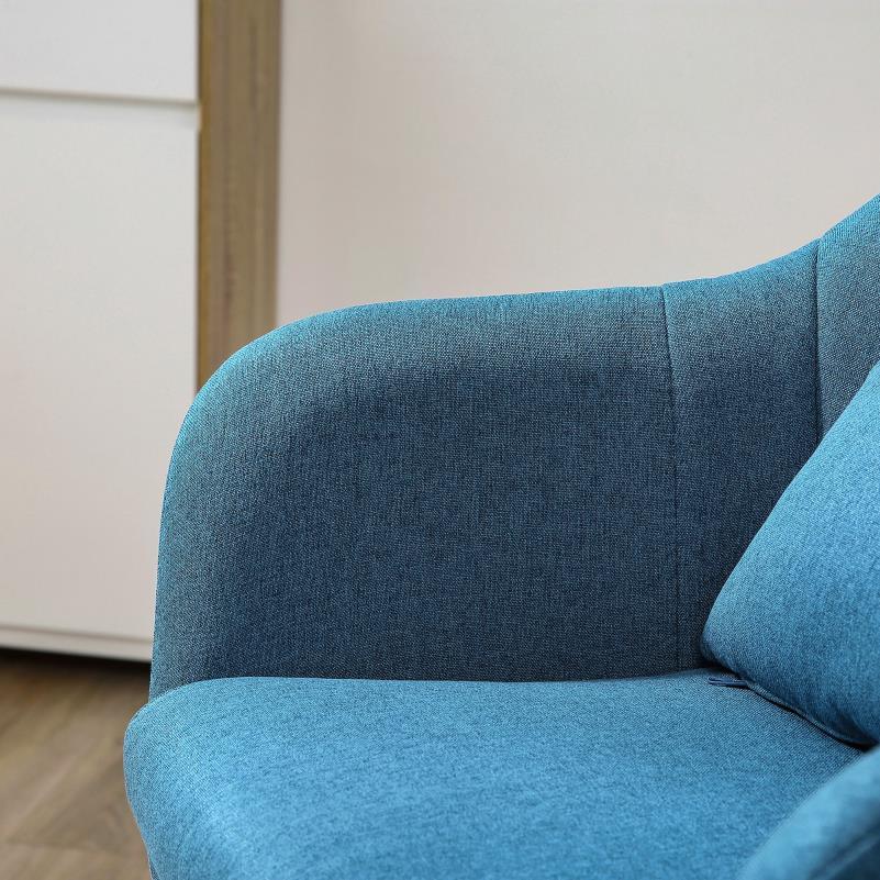 Draaifauteuil – Fauteuil – Lounge Stoel – Relaxstoel – Draaistoel – Lichtblauw – Stof met Linnenstructuur – Met Metalen Frame – Handmatig Draaibaar Zonder Elektriciteit