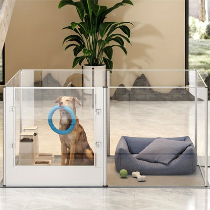 Dog Transparent Fence: Indoor Pet Playpen, Farrowing Fence, Acrylic + Aluminum Alloy, With Waterproof Birthing Pad, Waterproof, Height 80 Cm, Suitable For Puppies, Rabbits, Guinea Pigs