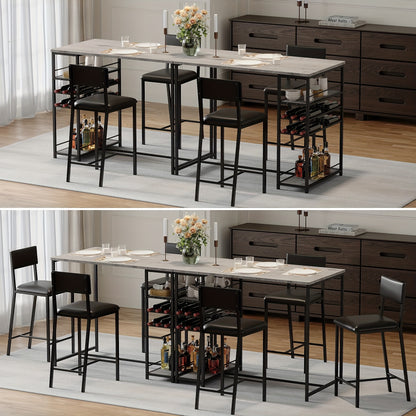 Eettafelset – Eetkamerset – Keukentafel – Zitgroep – Diningset – Compact Grijs – Met Gestoffeerde Stoelen – Opbergruimte – Metaal Frame