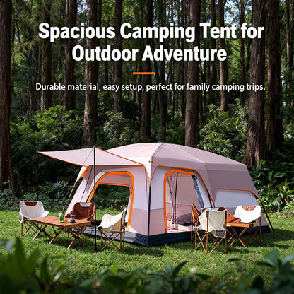 4-12 Person Large Family Luxury Camping Tent with Spacious Oval Plan, All-Season Heavy-Duty Outdoor Tent Suitable for Camping,, Glamping - Easy Setup & Durable Frame