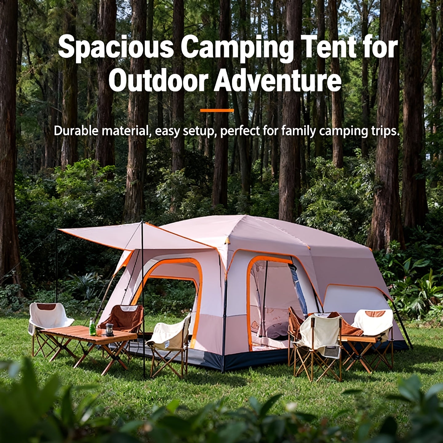4-12 Person Large Family Luxury Camping Tent with Spacious Oval Plan, All-Season Heavy-Duty Outdoor Tent Suitable for Camping,, Glamping - Easy Setup & Durable Frame