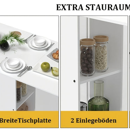 Inklapbare Eettafel – Opklapbare Tafel – Uitklapbare Tafel – Ruimtebesparende Tafel – Multifunctionele Werktafel – Met Lade en Opbergruimte – Grote Tafelplaat 109x71 cm – Wit MDF Krasbestendig