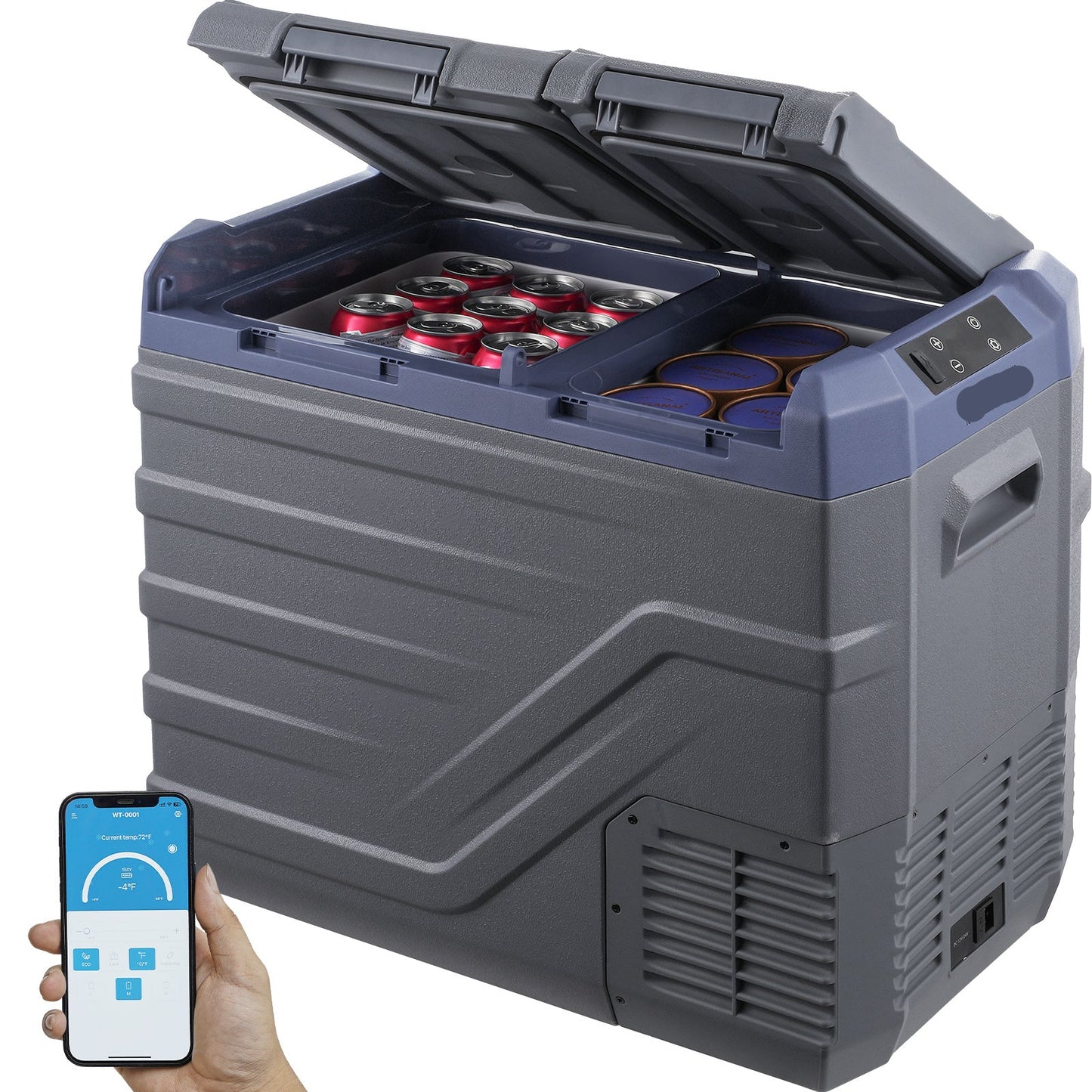 Draagbare Koelvrieskast – Mobiele Koelkast – Compressor Koeler – Mini Vrieskast – 40 Liter Inhoud – Bluetooth Bediening – Dual Zone Indeling