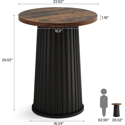 Ronde Eettafel – Kleine Keukentafel – Bistrotafel – Eettafel Voor 2 Personen – Compacte Tafel – Massief Houten Blad – Metalen Onderstel – Diameter 60 cm – Krasbestendig & Makkelijk Te Reinigen