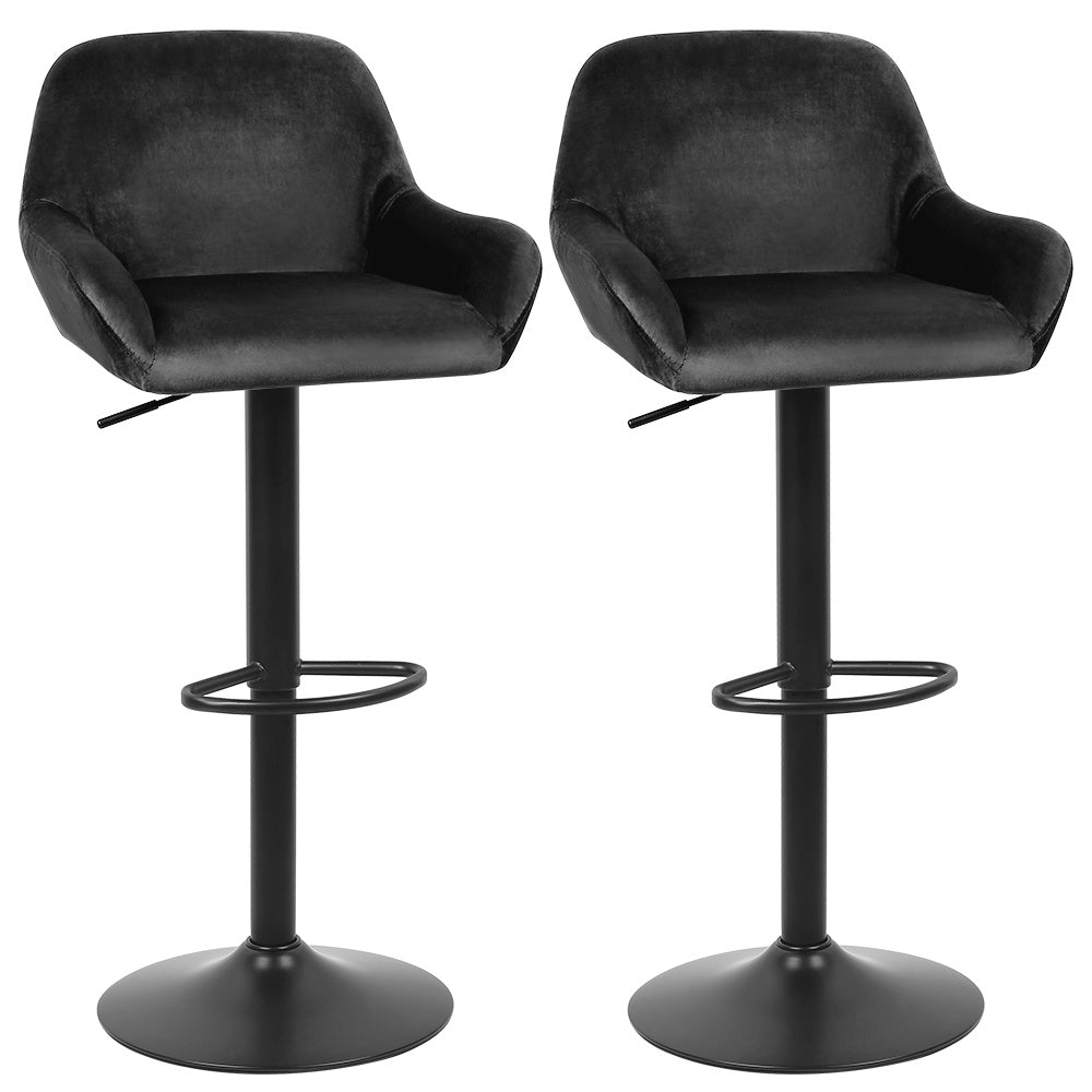 Set of 4 bar stools, adjustable height, 360 degree swivel, velvet high stool set, metal frame