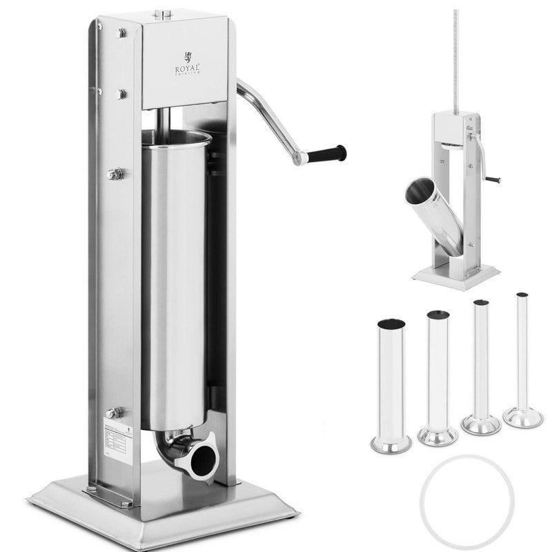 Worstenvuller – Worstpomp – Worstmachine – Worstmaker – Worstvulmachine – Roestvrijstaal – 7 Liter Capaciteit – 4 Vulmondjes – Verticale Constructie