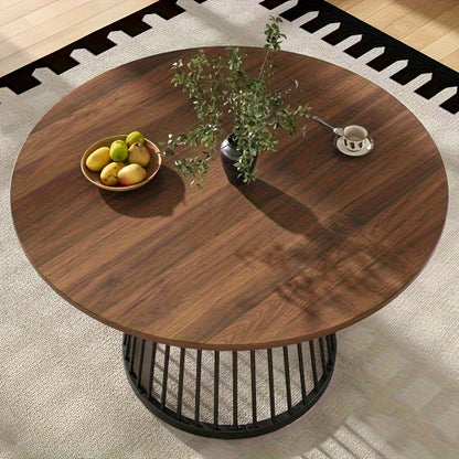 Ronde Eettafel – Ronde Keukentafel – Salontafel – Tafeltje – Eetkamertafel – Lichtbruin Bamboe – Zwarte Metalen Poten – Compact 80 cm – Duurzaam & Stijlvol