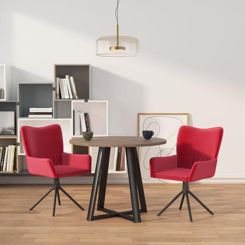 Eetkamerstoel – Draaistoel – Dining Chair – Stoel – Kruispootstoel – Bordeauxrood – 360° Draaibaar – Fluwelen Bekleding