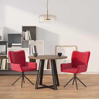 Eetkamerstoel – Draaistoel – Dining Chair – Stoel – Kruispootstoel – Bordeauxrood – 360° Draaibaar – Fluwelen Bekleding