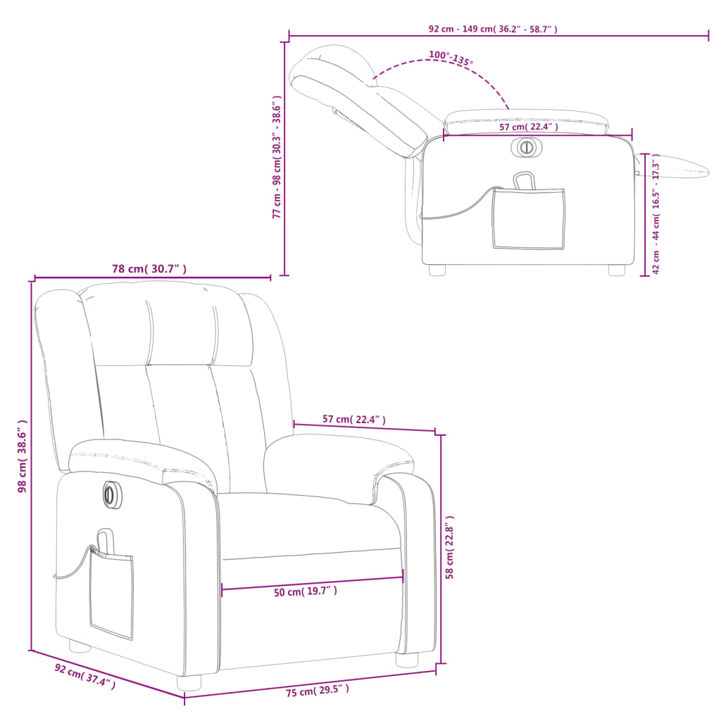 Elektrisch Verstelbare Relaxfauteuil – Relaxstoel – Massagefauteuil – Verstelbare Stoel – Fauteuil Met Massagefunctie – 6 Massagepunten – Kunstleer Bekleding