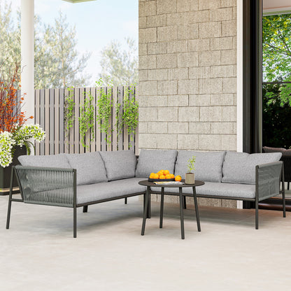 Tuinmeubelen – Loungeset – Garden Set – Buitenmeubels – Balkonmeubelen – 5-Zits – Weerbestendig Stalen Frame – Inclusief Afneembare Kussens – Donkergrijs