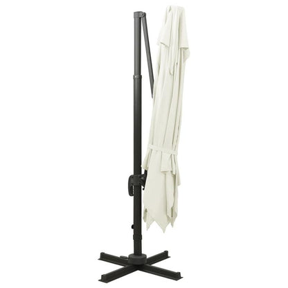 Dubbele Dak Parasol – Tuinparasol – Zandkleurige Parasol – Buitenparasol – Aluminium Frame – 300x300 Cm – Draaibaar En Kantelbaar