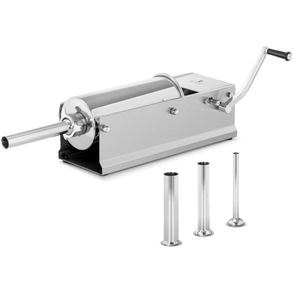 Horizontal Manual Sausage Stuffer Filler Syringe, 5L + 4 Funnels