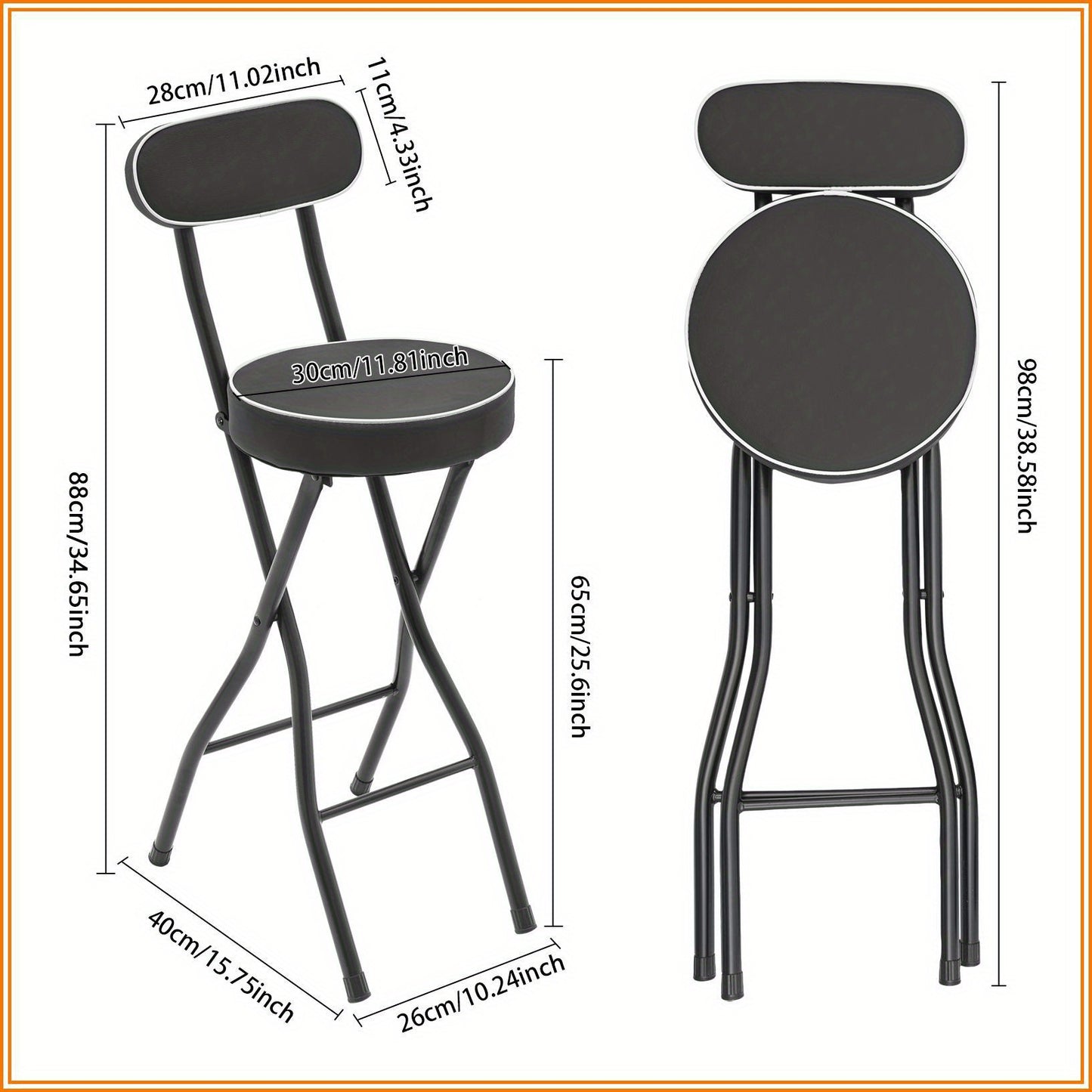 Vouwkrukje – Opvouwbare Kruk – Campingkruk – Klapstoel – Draagbaar Krukje – Stalen Frame – Compact & Lichtgewicht – Max. 140 kg Draagkracht