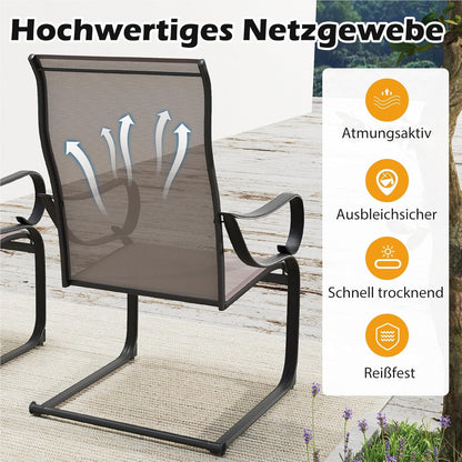 Tuinstoelen Set 2 Stuks – Tuinstoelen Met Hoog Rugleuning – Schommelstoelen – Tuinligstoelen – Terrasstoelen – Ademend Meshmateriaal – Verstelbare Rugleuning