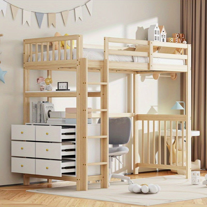 Halfhoogslaper – Hoogslaper – Bedbank – Stapelbed – Bedframe – Met Veiligheidsladder & Opberglades – Metaal Frame 90x200 cm – Ruimtebesparend & Stevig