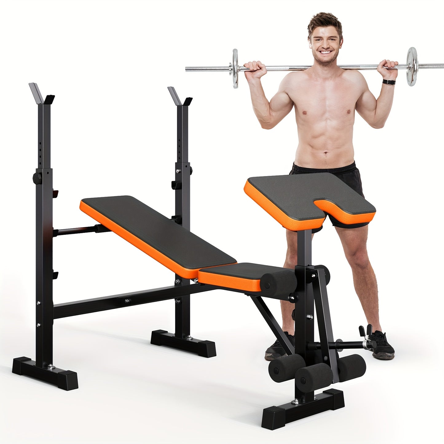 Weightbank – Halterbank – Fitnessbank – Trainingsbank – Workout Bench – Verstelbaar – Squat Rack – 370 kg Max Belastbaar – 6-in-1 Multifunctioneel Trainingssysteem